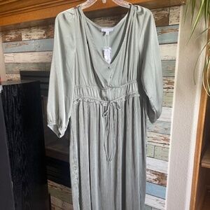 Baltic Born Satin Pleated Midi Dress